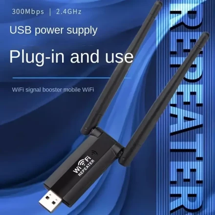 1pc Dual Band 300Mbps USB WiFi Adapter Repeater, Portable 2.4G Signal Booster with Plug-in Mobile Hotspot Function, No Battery Required, Built-in Drivers for Easy Connectivity