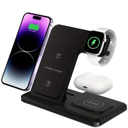 3in 1 Wireless Charging Station, Foldable Wireless Charger Stand for iPhone 16-11/Pro/Max/Mini/8/Plus/X/XR/XS/X/SE, for Samsung Series S24 Ultra/Note, for iWatch Ultra/2-10/SE, for Airpods 3/2/Pro/Pro2