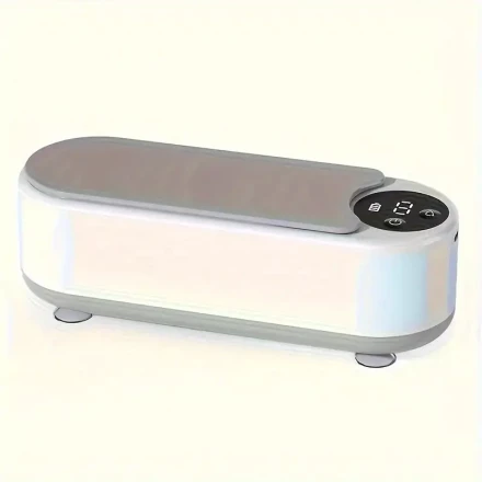 1pc Stylish White Portable Cleaning Machine for Glasses, Jewelry, Watches - Vibration-Based, Chemical-Free, Non-Woven, Perfect for Home Use