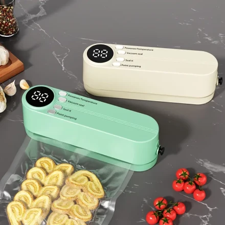 USB Rechargeable Smart Electric Vacuum Sealer with Large Capacity 1200mAh Battery - Automatic Food Preservation System, Digital Display & Multiple Sealing Modes for Optimal Freshness, Ideal for Home Kitchen Use, Vacuum Sealer Machine