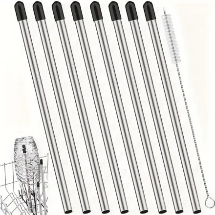 8pcs 24.13cm Dishwasher Drain Rack Stainless Steel Replacement for Glass Cup and Tableware Drain Rack + 1pc 22.86cm Detail Brush Suitable for Ordinary Dishwasher Bowl Basket Set