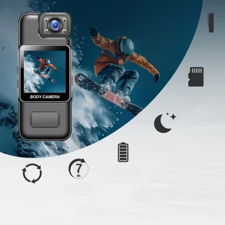Wearable Body Recorder with 180° Rotatable Lens, FHD Outdoor Sports Camera - USB Rechargeable, Supports Audio & Video Recording for Pets and Activities