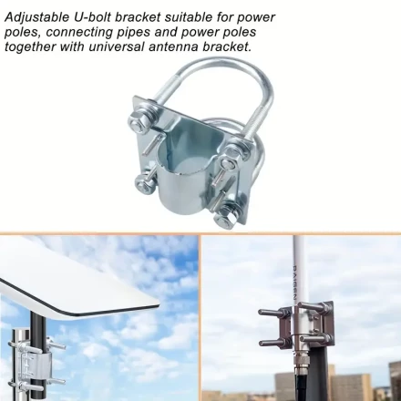 Starlink Mounting Kit, Starlink Pipe Mount Adapter, Aluminum Alloy Starlink Pole Mount For V2 Rectangular Starlink Satellite Dish Antenna, For Starlink, TV Mast And Satellite Mast (Mount+U Bolt Set)