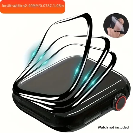 4 Watch Films + 3 Application Tools, Smooth Soft Glass Screen Protectors Compatible with Apple Watch SE 1/2/3/4/5/6/7/8/9/10 - Full Coverage 9D Plastic Film, 2H Hardness, Fingerprint Resistant, Bubble-Free Installation.