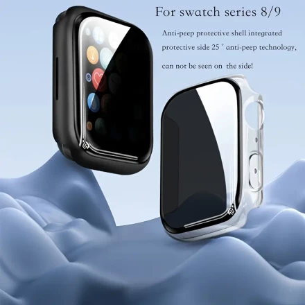 2-Pack Privacy Screen Protector Case for Apple Watch Series SE/7/8, PC Material, Anti-Spy Hard Cover with Tempered Glass Film Integrated, 41mm/45mm/49mm Compatible