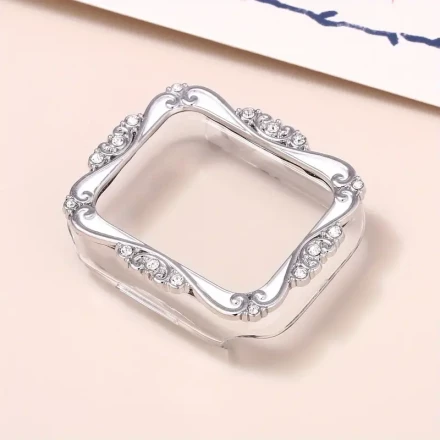 2024 Chic Graphic Rhinestone-Encrusted PC Case for Apple Watch 40/41/44/45mm - for iWatch Series 5/6/7/8/9/SE