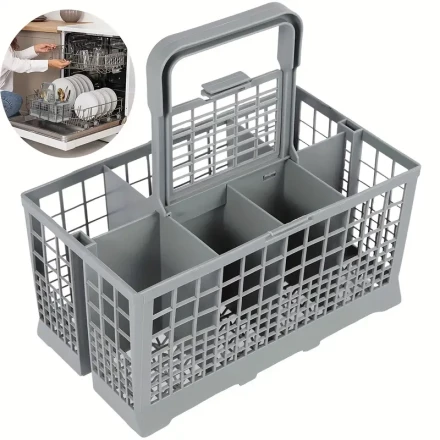 1pc Universal Plastic Dishwasher Silverware Basket, Multi-Compartment Utensil Holder, with 7 Compartments for Knife and Fork Storage, for Dishwasher Rack Replacement Accessory