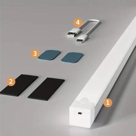 ROUTSHEL Smart LED Motion Sensor Light Strip - USB Rechargeable, Magnetic & Self-Adhesive for Wardrobe, Kitchen, Reading Nooks & More