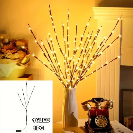 AMill 16-LED Willow Branch Light, Warm White Ambiance for Indoor Decor - Ideal for Weddings, Birthdays, Christmas & Easter - Elegant Floor Stand, Battery Operated (Batteries Not Included)