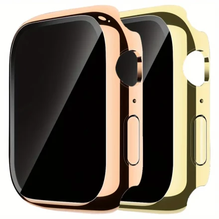 2pcs Tempered Glass Screen Protector Case for iWatch Series 46mm 42mm 45mm 44mm 41mm 40mm, Hard PC Case with Privacy Screen Guard, 9H Hardness, Compatible with iWatch Series 10/9/8/7/6/5/4/3/2/1 Ultra 2/1
