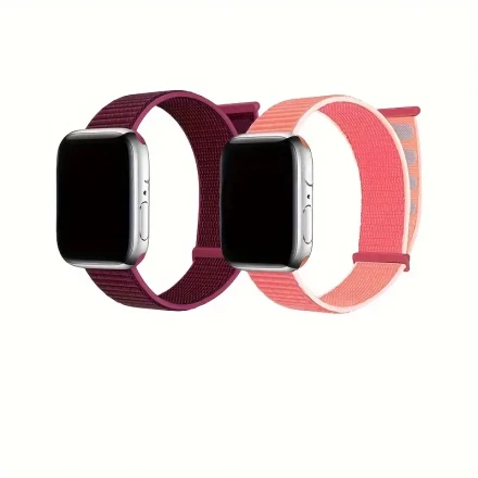 2pcs Adjustable Nylon Sport Loop Bands for iWatch Series 9/8/7/6/5/4/3 SE Ultra - Comfortable, Durable Braided Straps for Men & Women, Fits 38mm to 49mm