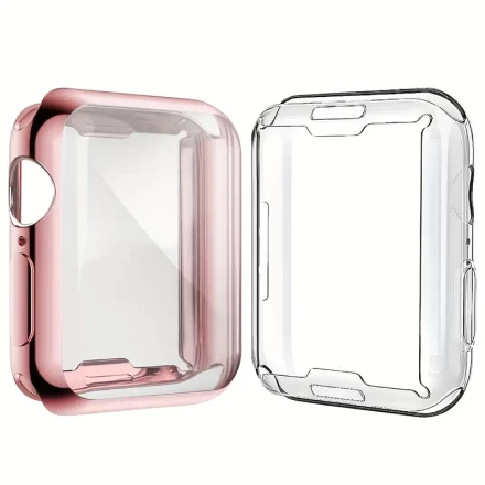 2pcs/set Men Women TPU Full Cover High Definition Ultra Thin Watch Case, Anti-drop Fashionable Casual Screen Protector Cover, for Apple Watch Case 38/40/41/42/44/45/46/49mm, for Apple Watch Series Ultra/SE/10/9/8/7/6/5/4/3/2/1, Intelligent Watch Case Acce