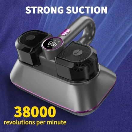 JKUOO Bed Vacuum Cleaner, Rechargeable 6000mAh Lithium Battery, USB Charging, Quiet Operation, with Strong Suction for Mattresses, Sofas, and Carpets
