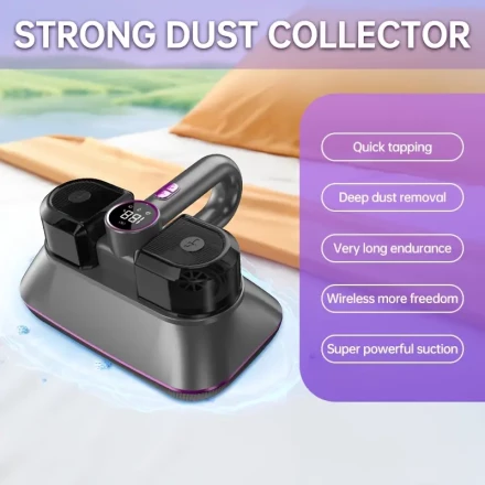 JKUOO Bed Vacuum Cleaner, Rechargeable 6000mAh Lithium Battery, USB Charging, Quiet Operation, with Strong Suction for Mattresses, Sofas, and Carpets