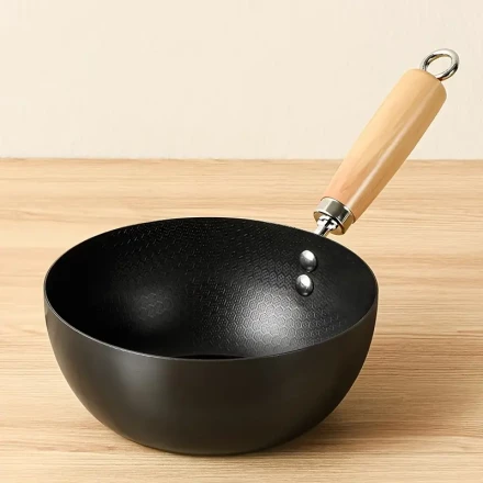 1pc 22cm Traditional Chinese Non-Stick Mini Wok - Ideal for Stir-Frying and Cooking Meats, Gas Stove Compatible, Kitchen Essentials, Stir Fry Essentials | Ergonomic Handle | Durable Cookware
