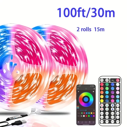 1pc LCUTML USB LED Light Strip with App Remote Control, 44-Key DIY Interior Decoration, Wireless Indoor Lighting for Home, Kitchen, Living Room, Dormitory, Party, TV Backlight - No Battery Required