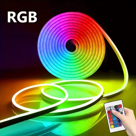 [Holiday Lighting] Flexible RGB LED Neon Light Strip - USB Powered, Color-Changing with Remote Control, 360° Soft Silicone Decorative Lights for Halloween & Christmas, Multi-Color Wall Ambiance Lighting, Decorative Wall Lights|Vibrant Rgb Lighting|Durable