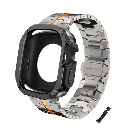 2pcs/Set, Stainless Steel Band &PC&TPU Case for Apple Watch 38/40/41mm, 42/44/45mm, 49mm ultra, S10 42/46mm business/leisure style for Men&Women Metal strap for Series 10/9/8/7/6/5/SE/4 - Not Water Resistant