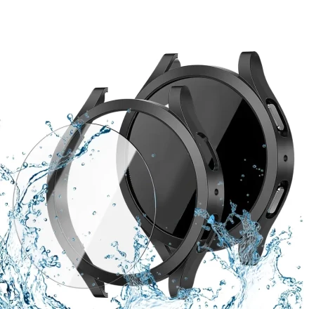 4pcs Tempered Glass Film + 4 Hollow Cases For Samsung Galaxy Watch 7/6/5/4 Series Screen Case, 40mm Accessories, Hard PC Bumper, HD Anti-Fog Tempered Glass Protective Film Mask Set, Galaxy Watch 6 Watch Accessories For Men And Women