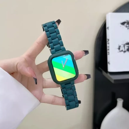 2in 1 Resin candy Watch Strap + PC Watch Case Compatible with iWatch Sizes 40mm Band 38mm 41mm 42mm 44mm 45mm 49mm Multi-Candy Color Sport Watch Band And Case Compatible with iWatch Series Ultra 9 8 7 6 5 4 3 2 1