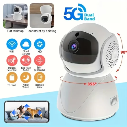 1 Intelligent 1080P Indoor Pet Monitoring Camera Wifi, Automatic Sound Tracking, Wireless IP Monitor for Home Security, Perfect Gift for Halloween, Thanksgiving, And Christmas, Best for Christmas And Thanksgiving, Always Keeping Track of Pets' Movements