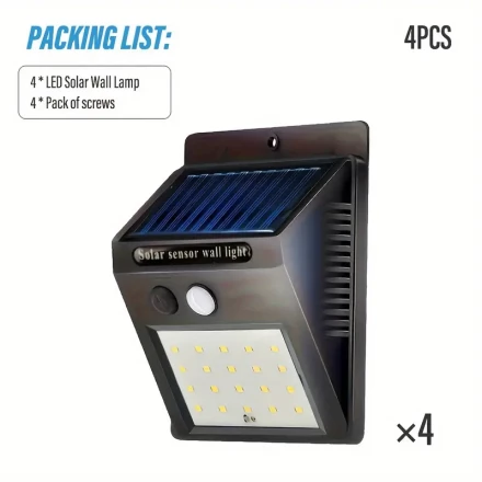 [Durable Build] LiHangStar 20 LED Solar Wall Light with Motion Sensor - 3 Lighting Modes, Automatic Darkness Detection, Outdoor Security Light for Patio, Garden, Fence, Garage, Rechargeable Lithium Battery, Modern Design, Solar Lights for Outside