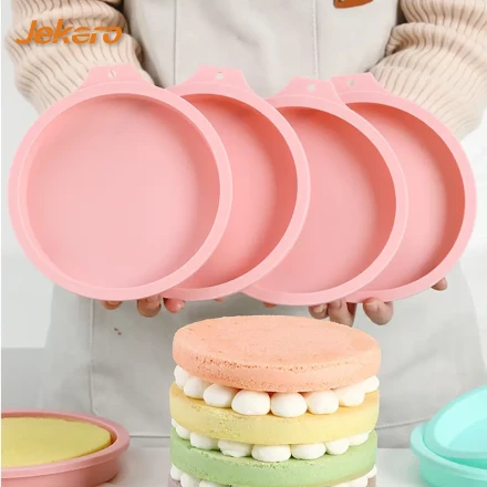 4pcs, Silicone Layered Cake Molds (10.16cm/15.24cm/20.32cm), Round Shape Silicone Bread Pan, Toast Bread Molds, Cake Tray Moulds, Non-stick Baking Tools, Kitchen Gadgets, Kitchen Accessories, Home Kitchen Items Eid Al-Adha Mubarak