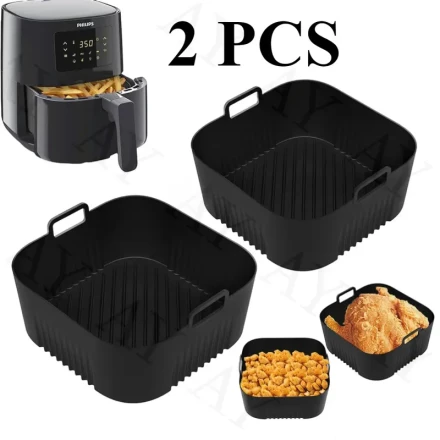 Silicone Baking Trays for Air Fryers, Compatible with Philips HD9252, HD9200, And HD9255 Models, Featuring a Non-Stick Surface for Easy Cleaning in Air Fryers, Ovens, And Microwaves.