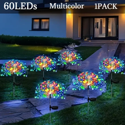 FACHOI 420LEDS SOLAR PATIO FIREWORKS LIGHTS: 8 flashing modes outdoor solar lights for outdoor decorations - solar powered, great for patio garden paths flower beds, parties, terraces, weddings, holiday celebrations perfect decorations, 360/300/200/60leds