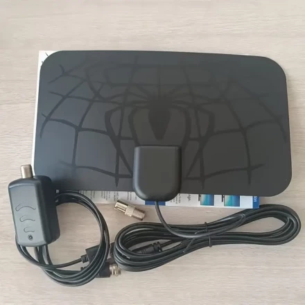 2024 Spider Indoor HDTV Antenna - Supports 4K/1080P, 360° Reception Range with Smart Signal Booster & USB Powered, Includes Coaxial Cable, Compatibility for New & Old TVs, Without Battery