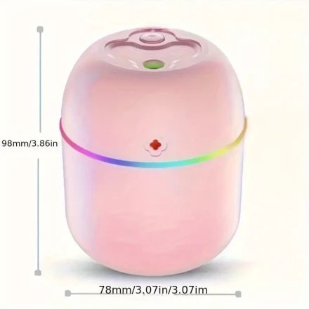 1pc Portable USB-C Aromatherapy Humidifier with 7 Color Lights, Dual Night Light Modes, Heating & Cooling Air Quality Enhancer, No Battery Needed, Ideal for Home/Office/Travel Use - Perfect Gift for New Year & Valentine's Day