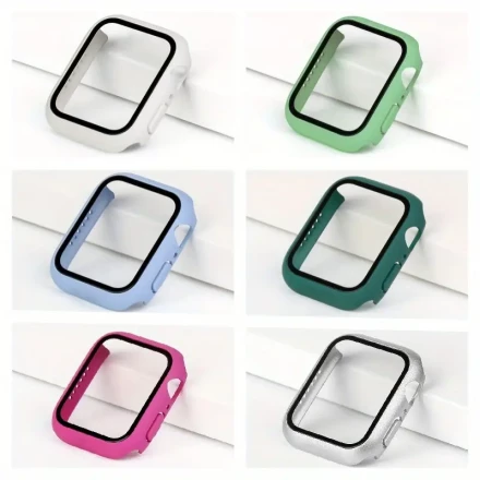 6pcs Glass+Case for iWatch Serie 9 8 7 6 SE 5 4 iWatch Case 45mm 41mm 44mm 40mm Bumper Screen Protector Tempered Cover Watch