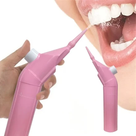 Portable Manual Dental Flosser - Pink, Curved Design for Effective Teeth Cleaning & Gum Health, Non-Electric Water Sprayer, Ideal for Home & Travel Oral Care Kit