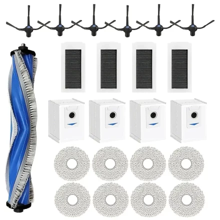 Replacement Accessory for Ecovacs Deebot X5 Omni, X5 Pro Robot Vacuum Cleaner, 1 Main Brush + 8 Wipes + 4 Dust Bags + 4 Filters + 6 Side Brushes