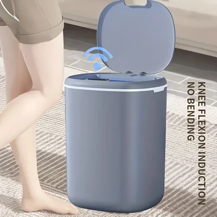 1pc Sensing 20L Gray-Battery Type Trash Can, Bathroom Smart Sensor Moisture-Resistant, Automatic Open-Lid Smart Trash Can, a Must-Have Christmas Gift