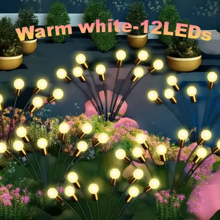 Solar Firefly Smart Lights - 8 Modes,, Warm White LED Garden & Walkway Lighting - Perfect for Valentine's Day, Easter, Weddings & Year-Round Decor, Garden Lighting|Event Ambiance Lighting|Energyefficient Leds