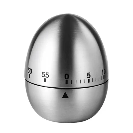 1pc Egg-Shaped Stainless Steel Mechanical Kitchen Timer, 60-Minute Countdown, 70 Decibel Sound, Non-Battery Operated, Food Contact Safe, Internal Function Baking Cooking Reminder