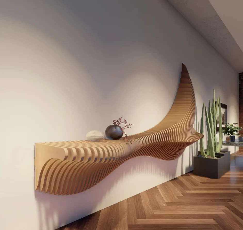 Parametric wall-mounted shelf