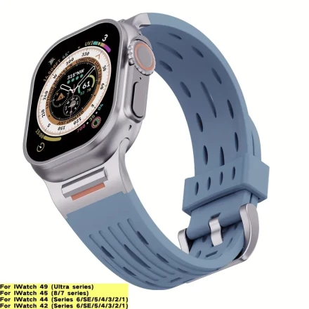 for Apple Watch Series 8/7/6/5/4/3/2/1, SE, sports silicone strap, suitable for iWatch 38mm-49mm, ultra waterproof replacement strap, with hook and loop fasteners