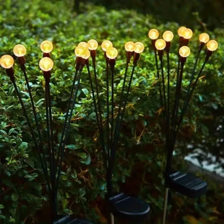 Solar-Powered Firefly Lights - 1pc, Transparent Bubble Design with 6/8/10 LEDs, Wind Swaying Outdoor Garden & Lawn Decor