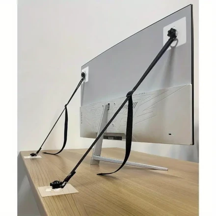 2 Pack Adjustable TV Safety Straps: No-Drill Adhesive Anti-Tip Furniture Anchors for Baby Proofing, Flat Screens Fix to Wall, Cabinet, Stand or Desk, Earthquake Straps - Briartw