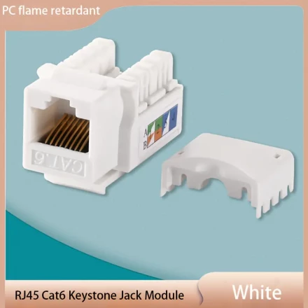 10pcs of RJ45 Keystone Jack Cat6 10G Compatible, Suitable for Wall Plates And Patch Panels, Works with Cat6, Cat5E, Cat5E, And Cat5 Cables, in White Color.