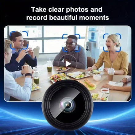 1 Mini Wireless Security Camera, 2.4GHz WiFi Indoor Monitoring, Remote Mobile App Real-Time Viewing, Home Assistant, Battery/USB Powered, 480P Resolution, for Christmas Monitoring