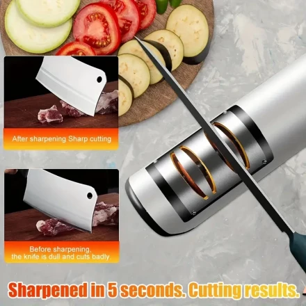 1pc Electric Knife Sharpener with 2-Level Speed Adjustment, USB Rechargeable Lithium Battery, ABS Material, Quick Sharpening for Home, Kitchen, Outdoor, Camping Use, Camping Essentials | Ergonomic Sharpener | Efficient Sharpening