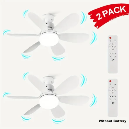 2pcs Socket Smart Ceiling Fans With Lights And Remote Control, E26/E27 Noiseless Ceiling Fan, Dimmable LED Light, Easy To Install, Suitable For Bedroom, Kitchen, Living Room, And Balcony