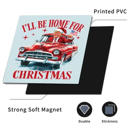 Biden's Drive Home for Christmas - Festive Magnetic Dishwasher Cover Decal, 58.42x66.04cm Vinyl Sticker for Dishwasher & Fridge, Rustic Farmhouse Kitchen Decor