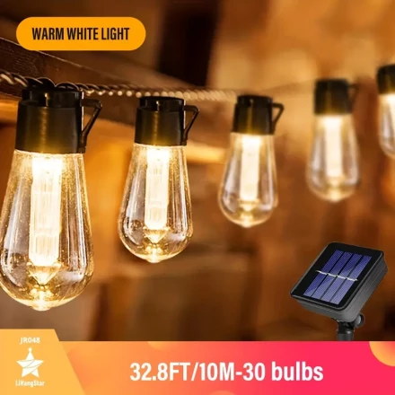 Solar String Lights, LED Outdoor Wall Mount Fairy Lights, Rechargeable Nickel Battery, ≤36V for Patio, Camping, Garden, Holiday, Wedding, Party Decoration
