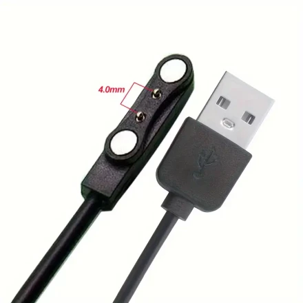 Magnetic Fast Charging Cable for Smart Watches - USB to 2/4 Pin Connectors, Compact and Durable, Ideal for Travelers, Black, Smart Watch Charger