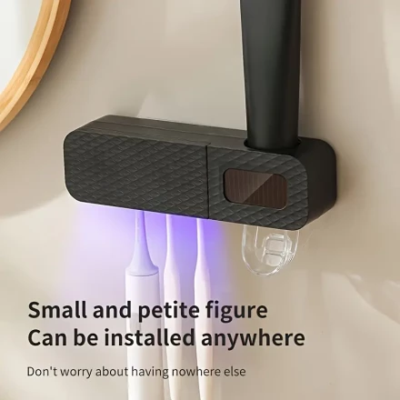NIJ Smart Wall-Mounted Toothbrush Sterilizer - USB Rechargeable, No-Drill Installation, Induction Heating for Home Use