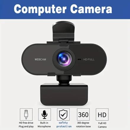 Full HD 1080P Computer Camera, Webcam for pc